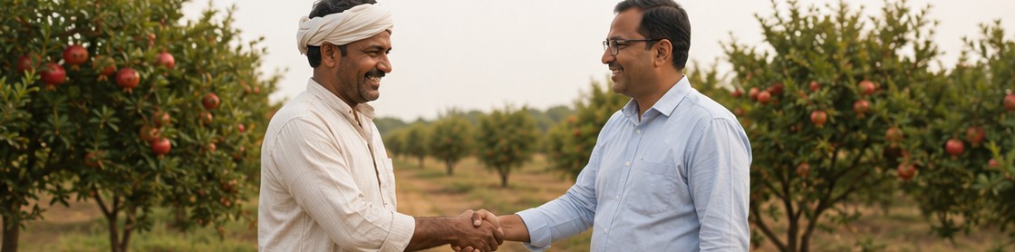 A farmer and trader shaking hands
